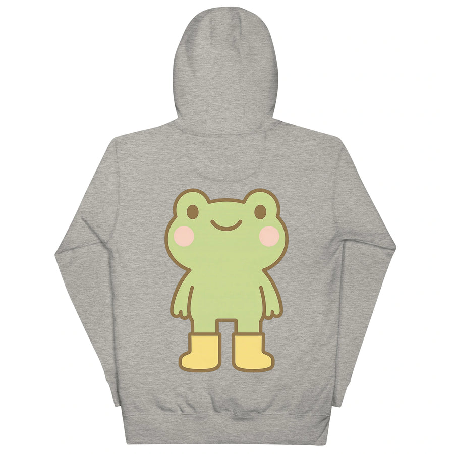 Frog Unisex-Hoodie in Carbon Grey – Rückansicht mit Froschmotiv